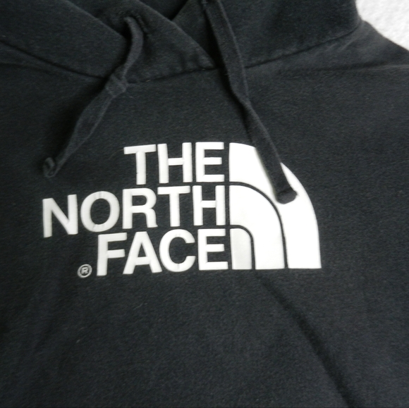 Y2K The North Face Hooded Sweatshirt Women's Small Black White Big Logo - Picture 3 of 5